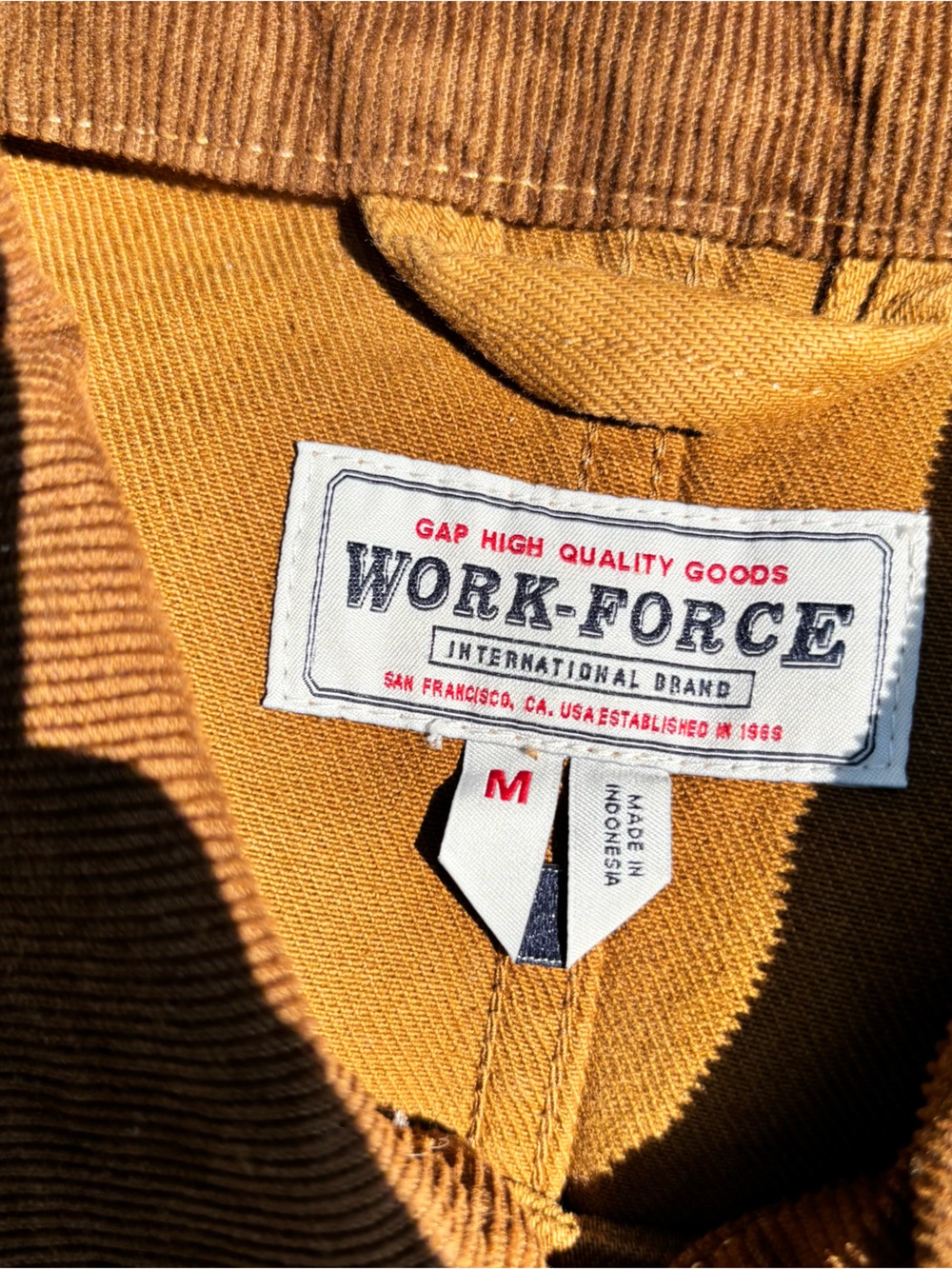 GAP Work Force Men's Golden Tan Field Jacket with Corduroy Collar - Picture 5 of 7